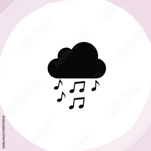 Black cloud with musical notes falling like rain