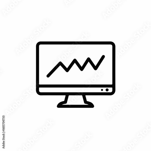 Modern computer monitor displays dynamic line graph showing upward trend and business growth potential