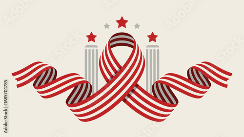 Patriotic ribbon stars columns celebration memorial independence honor tribute