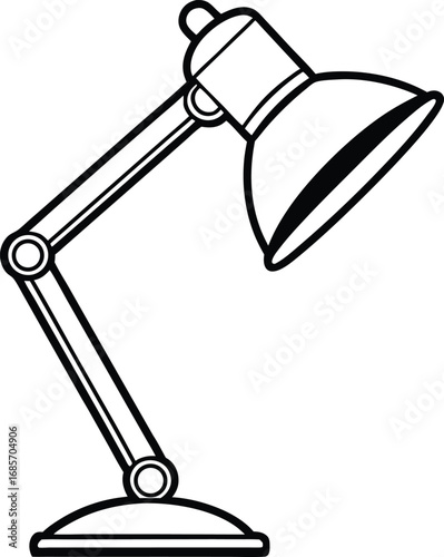 Adjustable articulated desk lamp with cone shade