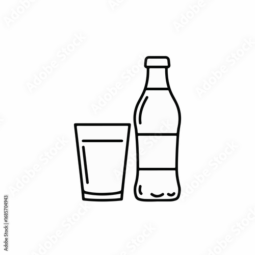 Sleek bottle and glass icon set perfect for modern menus, beverage branding, or healthy lifestyle content