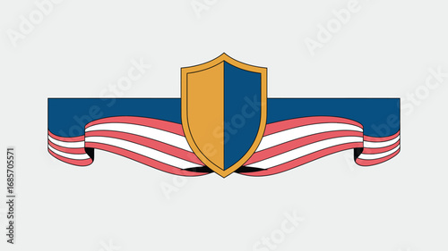 Shield emblem banner patriotic heraldry honor security protection defense symbol