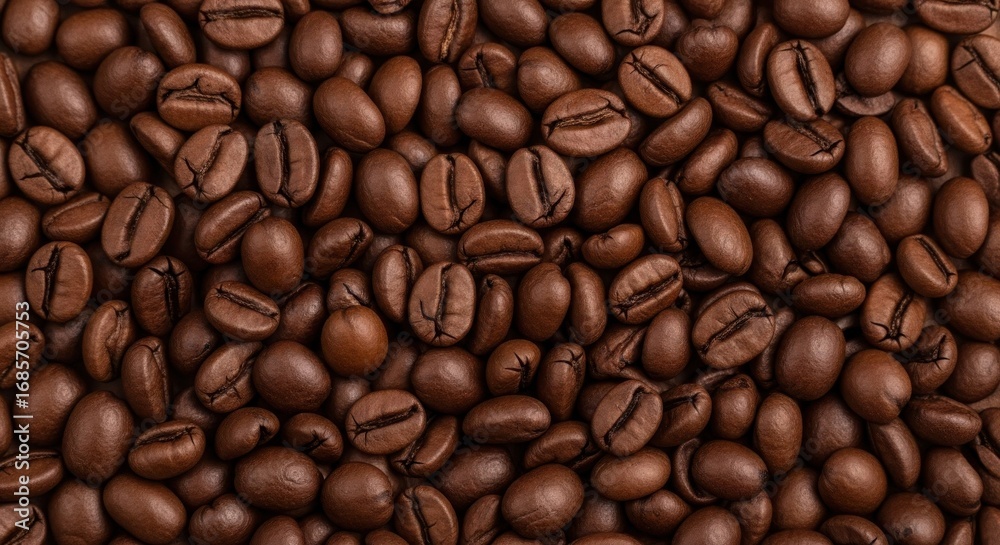 Obraz premium Roasted coffee beans background filling the frame for a rich coffee design