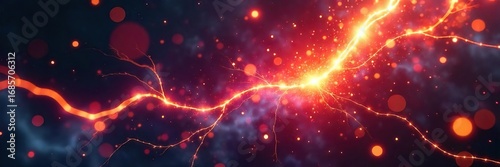 Intense Glowing Electric Arc High Voltage Sparks and Energy Surge, Abstract Futuristic Science and Technology Concept