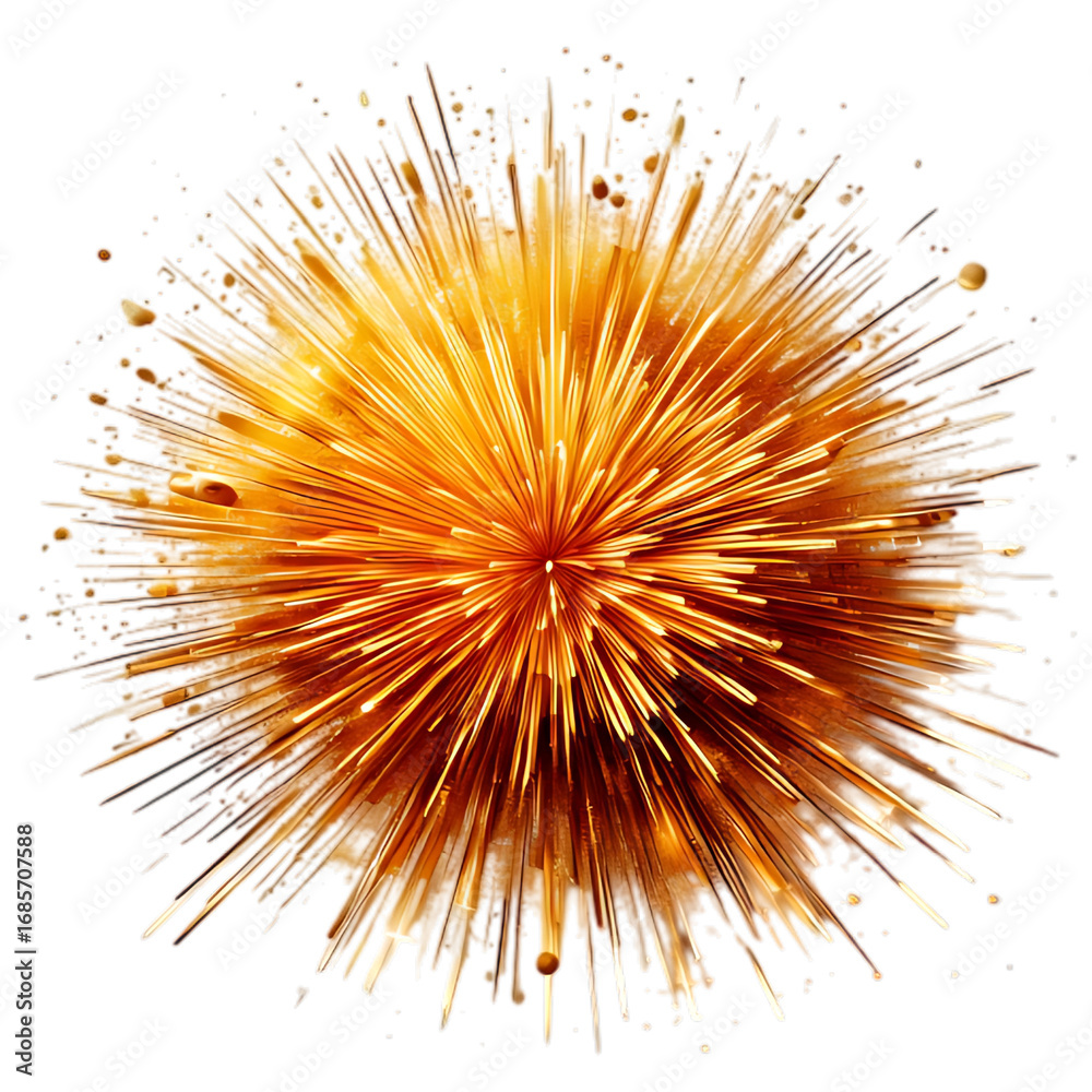 Obraz premium Fiery Golden Explosion with Radiant Streaks on Black