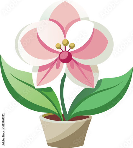 Stylized pink orchid flower with elegant floral design elements