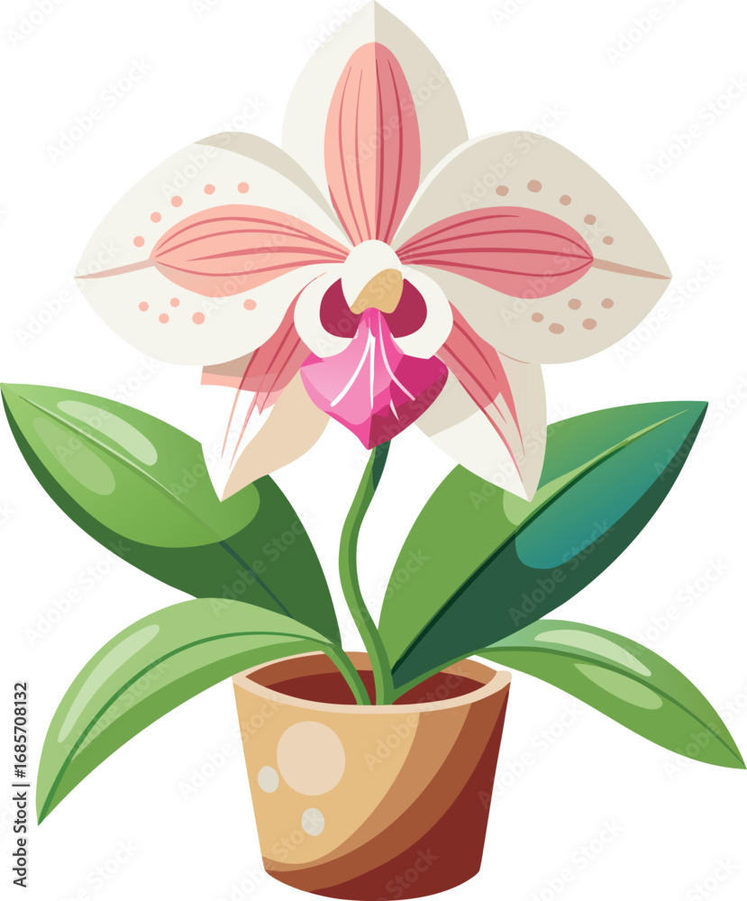 Naklejka premium Detailed vector art of a luminous orchid flower