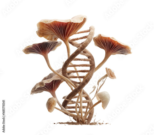Mushrooms with intertwined DNA helix