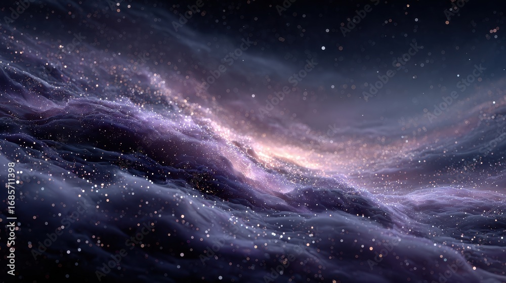 Fototapeta premium Abstract Nebula Galaxy Background with Stars and Purple Hues