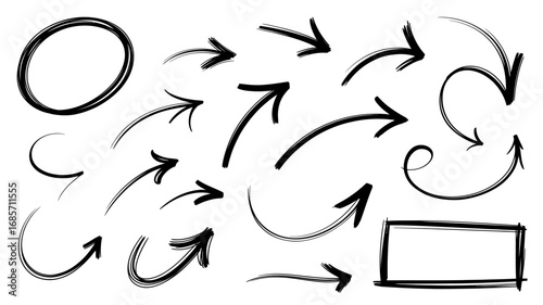 Hand-Drawn Arrows and Shapes Vector Illustration for Directional Design & Emphasis
