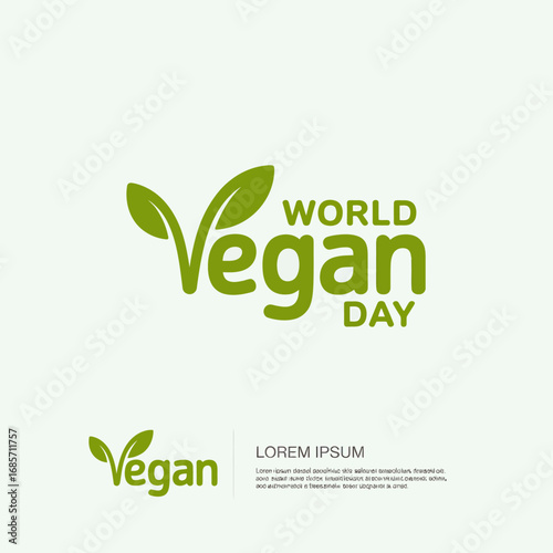 Celebrate World Vegan Day A Minimalist Green Design Emphasizing Plant-Based Lifestyle and Awareness 