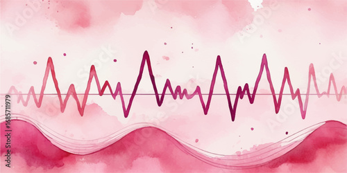 A simple red heart line graph showing a medical heartbeat pulse or cardiogram wave on a white background, symbolizing love and health