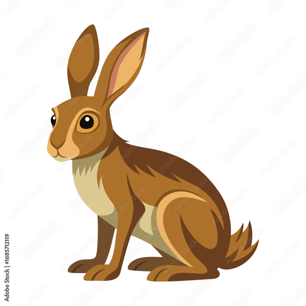 Obraz premium Wild brown hare cartoon vector illustration for forest animal and children’s design