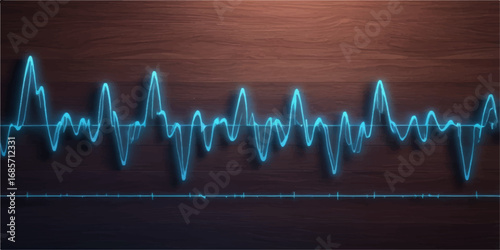 A vibrant blue EKG line illustrating a cardiogram heartbeat on a medical monitor