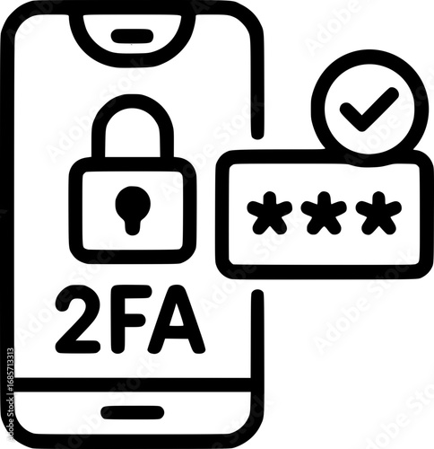 2FA Security Icon – Password and Login Verification Symbol