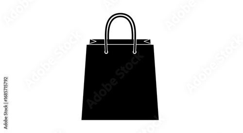 Black shopping bag with handles in minimalist design  