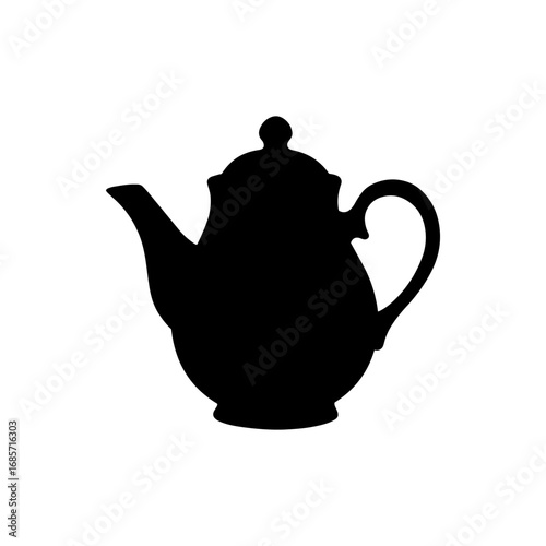 Tea pot silhouette vector flat design.