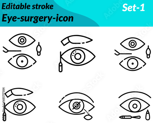 Eye-surgery icon character designed with a human eye symbol. surgical tools like a scalpel or laser and medical cross element to represent vision correction  treatment. Created in a clean flat vector 
