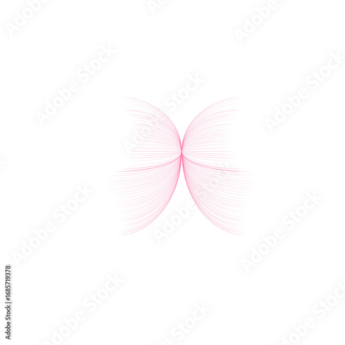 Abstract butterfly form with pink and white lights on a transparent background