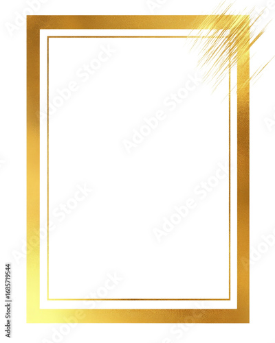Gold Double Frame with Grunge Texture, Isolated on Transparent Background, Design Element, Gold, Frame, Texture