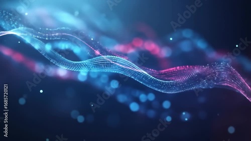 Abstract glowing light ribbons with a dark and blurred background
