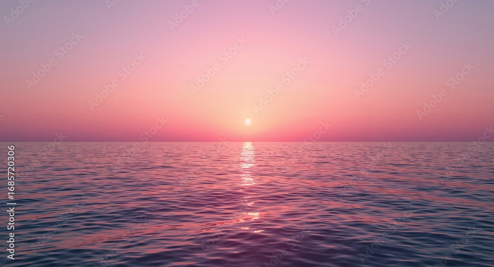 Fototapeta premium Serene Horizon. A Blend of Water, Light, and Color, Reflecting a Tranquil Dawn.