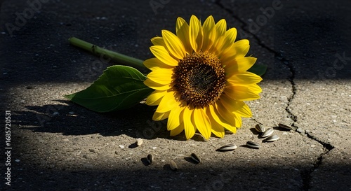 sunflower on black background