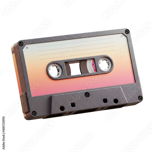 Retro Cassette Tape PNG – Vintage Audio Music Media – Isolated on Transparent Background PNG for 80s & 90s Nostalgia Design