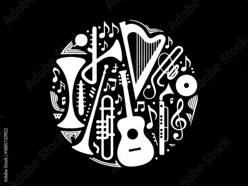 "Electric and Acoustic Guitar Silhouettes Collection"