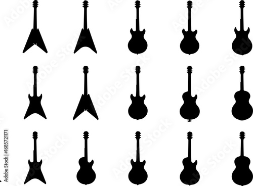 "Electric and Acoustic Guitar Silhouettes Collection"