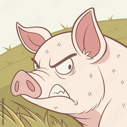 cartoon angry pig 