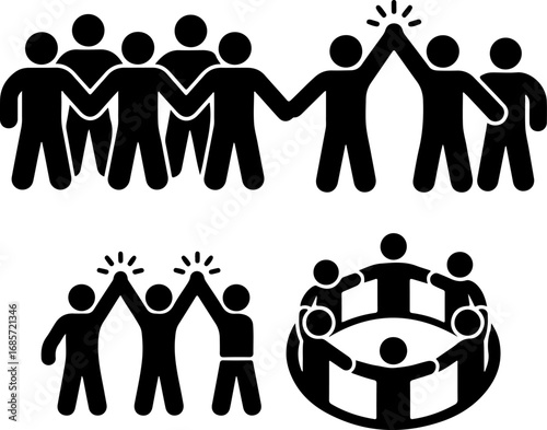 "Teamwork and Unity Icons partnership, Group,  Vector Bundle
