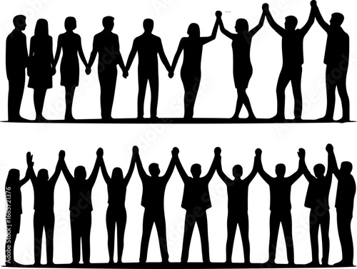 "Teamwork and Unity Icons partnership, Group,  Vector Bundle