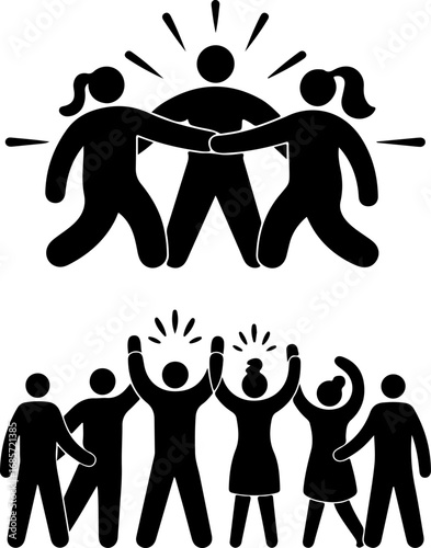 "Teamwork and Unity Icons partnership, Group,  Vector Bundle