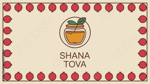 Shana tova rosh hashanah jewish new year honey pomegranates holiday celebration card
