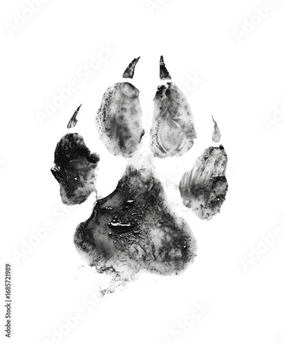 Detailed grayscale paw print, possibly scanned