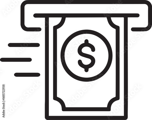 Cash withdrawal icon with motion lines vector icon Adobe Illustrator Artwork