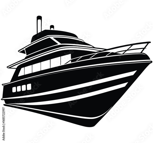 Vector illustration of a nautical vessel on a water wave, a symbol of sea travel and vacation