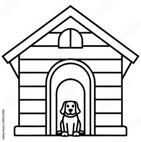 Man and dog at home, a vector illustration of a house