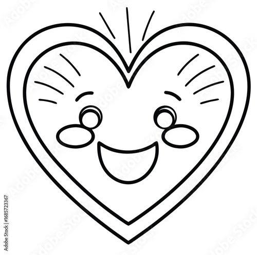 Smiling heart cartoon icon with happy face