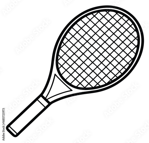A vibrant tennis racket and ball against a clean white background, ready for the game