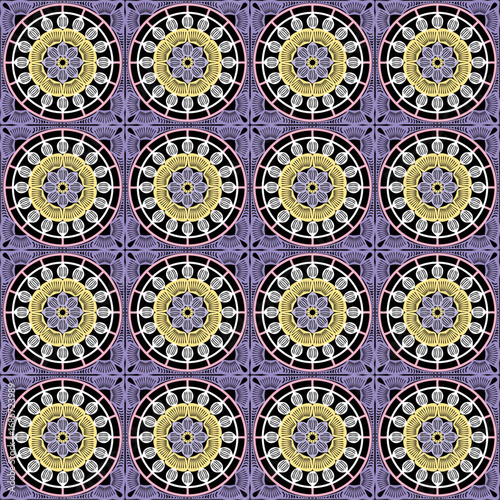 Pattern with crochet granny square wallpaper handmade decorative art design print	
