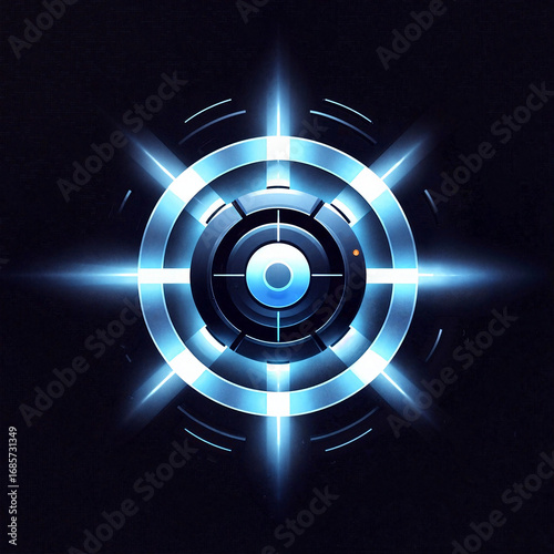 Futuristic ion thruster illustration with luminous elements and high-tech design