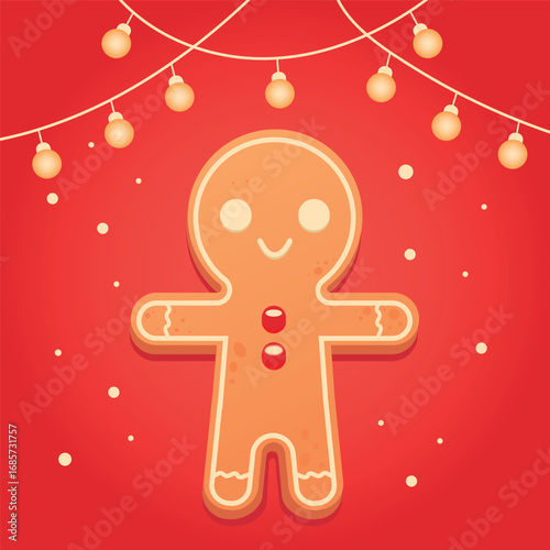 Festive Christmas gingerbread cookie vector illustration