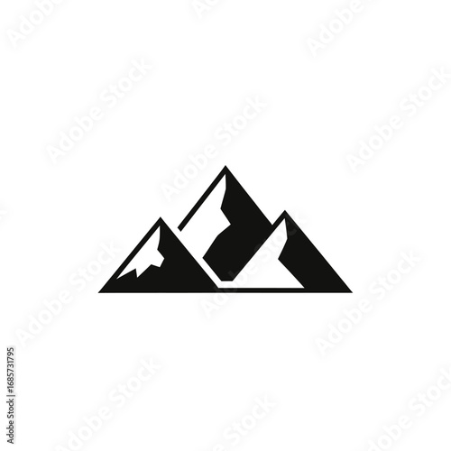 Three Mountain Peaks Minimalist Landscape.