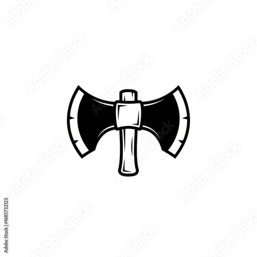 Double Bit Axe Wood Handle Vintage Tool.