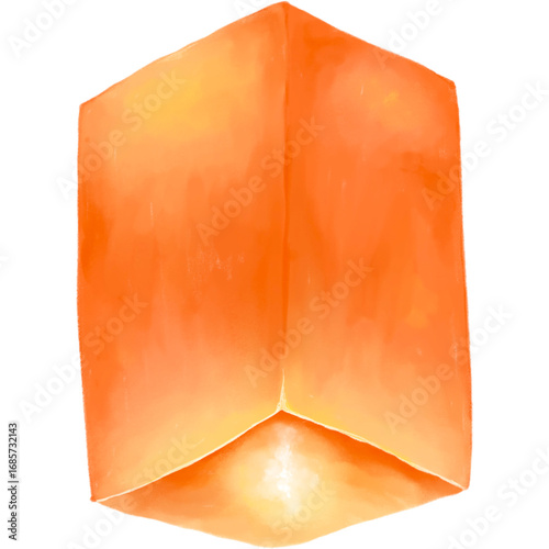 Illustration of a glowing orange sky lantern, symbol of wishes and hope, commonly released during Loy Krathong and Yi Peng festivals in Thailand.