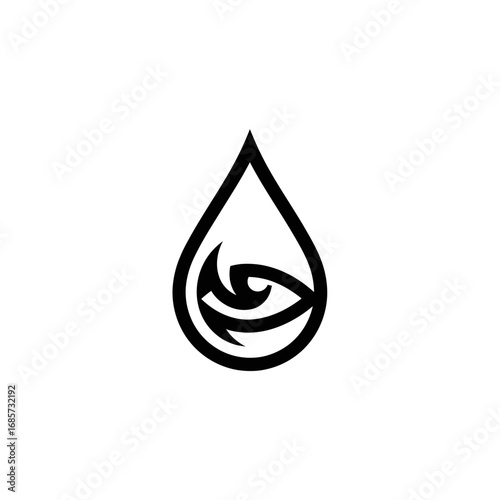 Eye inside a water drop logo design.