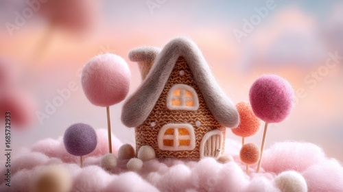 Needlefelted gingerbread man 3d illustration