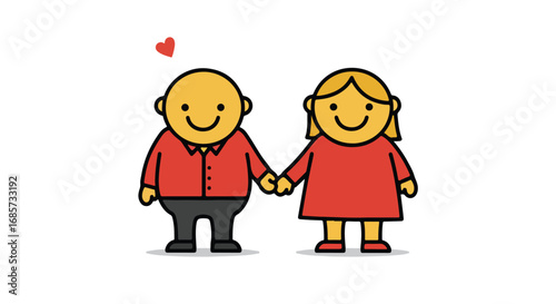 Cartoon couple holding hands illustration